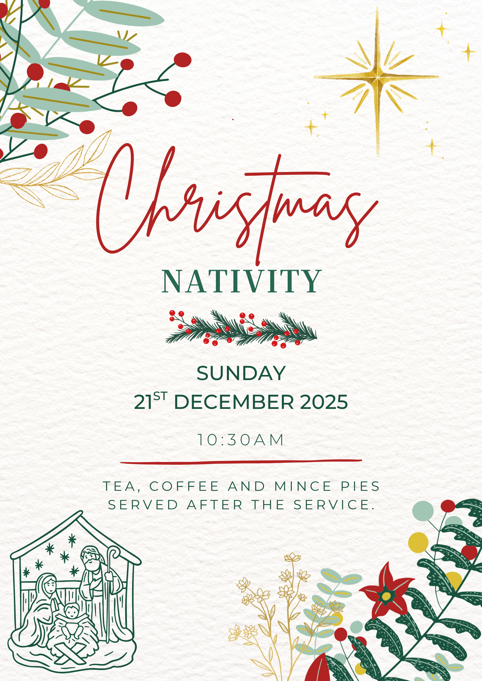 Green And Red Simple Christmas Eve Party Poster